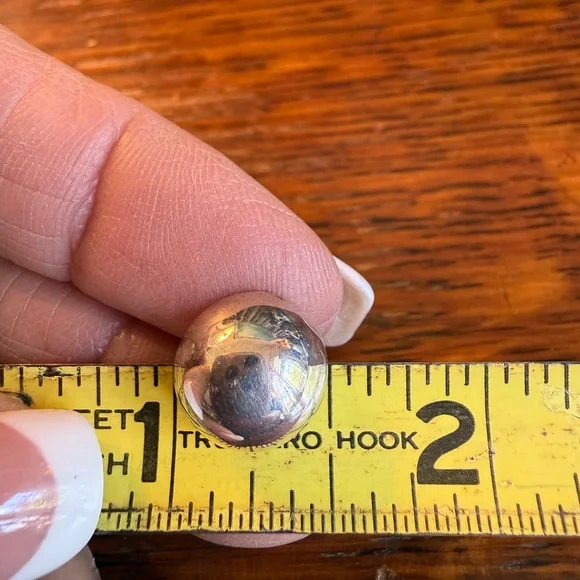 Vintage Sterling Silver Dome Ball Earrings Half Inch - Picture 9 of 10